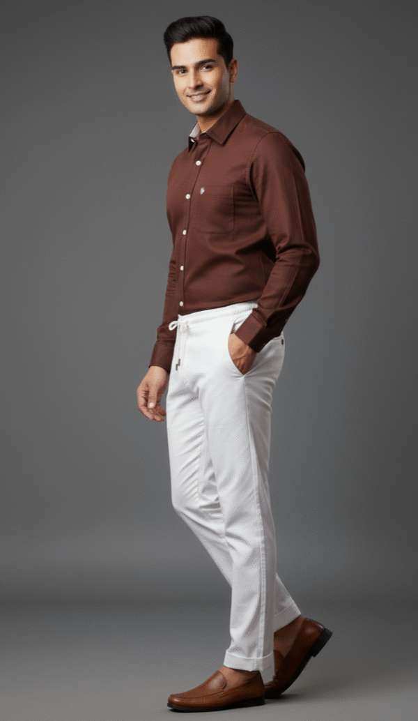 Maroon Shirt And White Pant - Combo