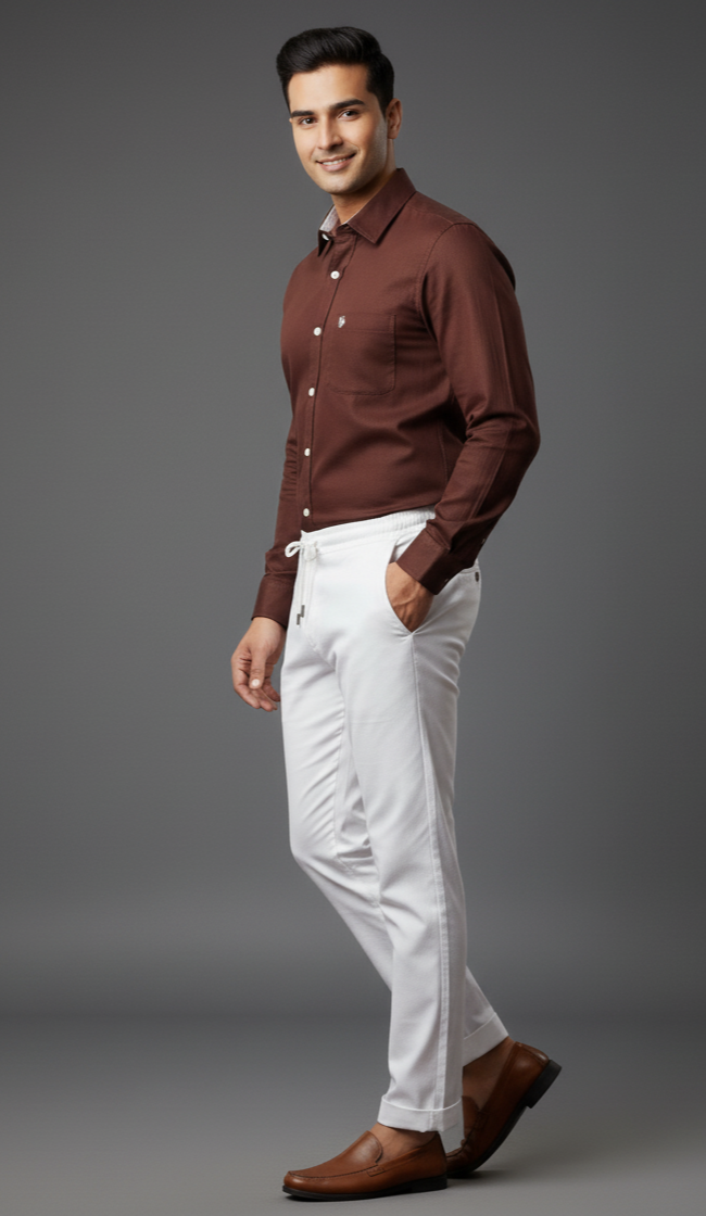 Maroon Shirt And White Pant - Combo