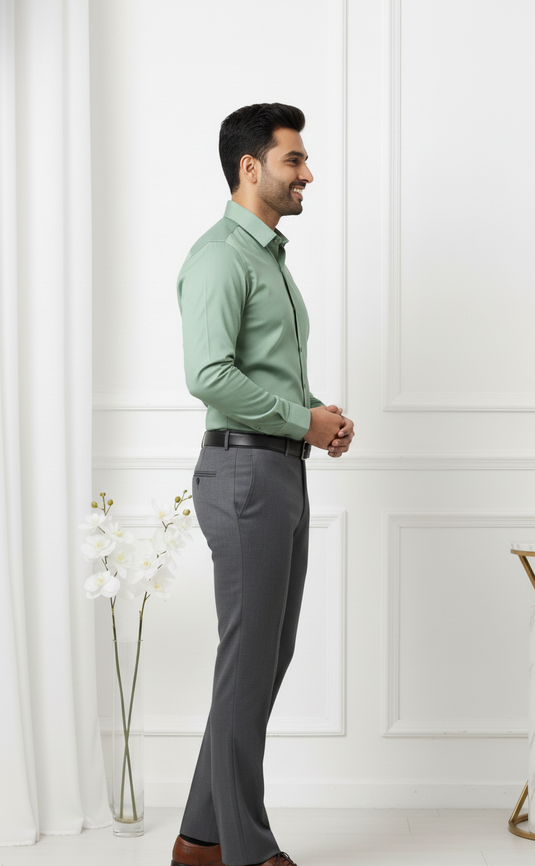 Mint Green Shirt and Grey Pant - Combo