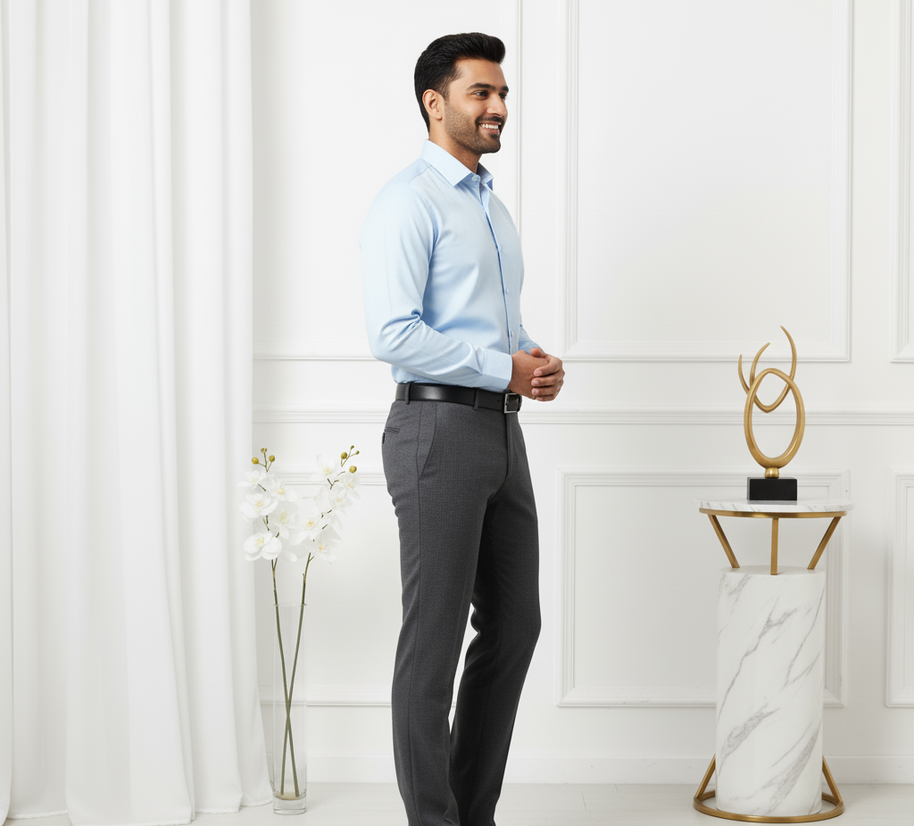 Sky Blue Shirt And Grey Pant - Combo