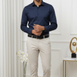 Blue Shirt And Beige Pant - Combo