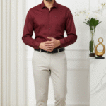 Maroon Shirt And Beige Pant - Combo