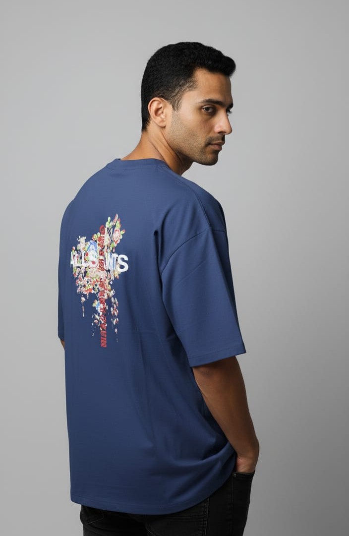 Blue printed Drop Shoulder