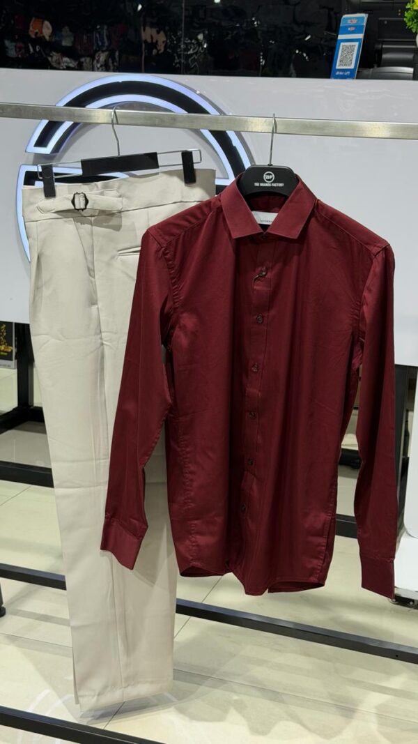 Maroon Shirt And Beige Pant - Combo