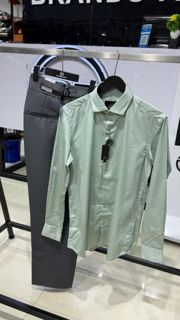 Mint Green Shirt and Grey Pant - Combo