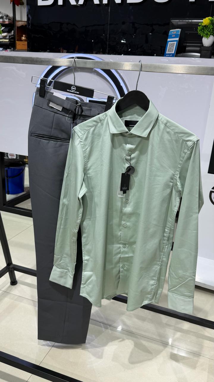 Mint Green Shirt and Grey Pant - Combo