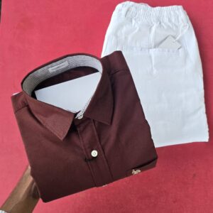 Maroon Shirt And White Pant - Combo