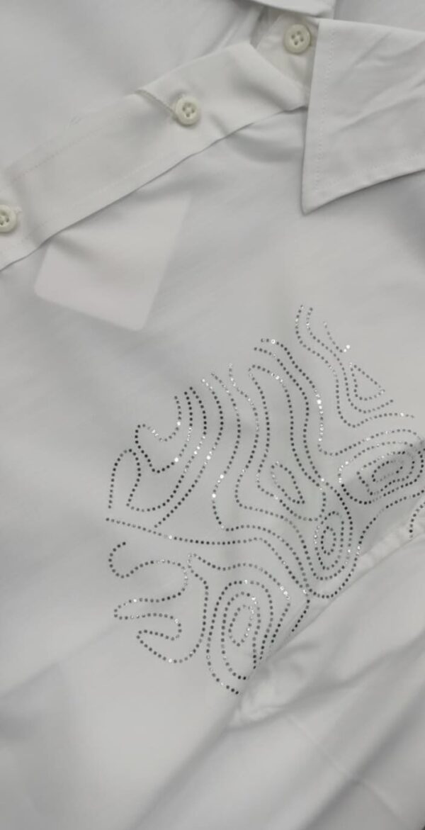 Stonewashed Contoured Dress Shirt: White